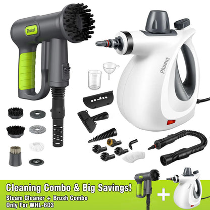 CleanPro Pressurized Handheld Steam Cleaner & Rechargeable Spin Scrubber – Powerful, Portable Cleaning for Every Surface