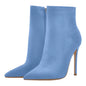 Women Pointed Toe 10CM Thin High Heel Ankel Booties Side Zipper Red Blue Big Size Female Handmade Boots