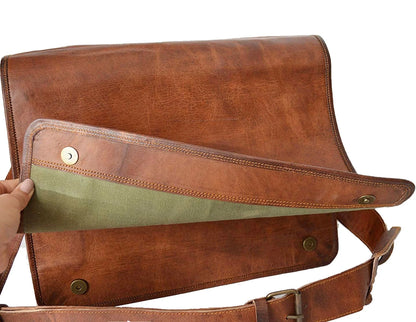 Komals Passion Leather Vintage Mens 16 Inch Leather Laptop Messenger Pro Satchel Mens Bag