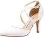HC1901 Women Pointed Toe High Heel Pumps Straps Satin Wedding Bridal Evening Party Dress Shoes